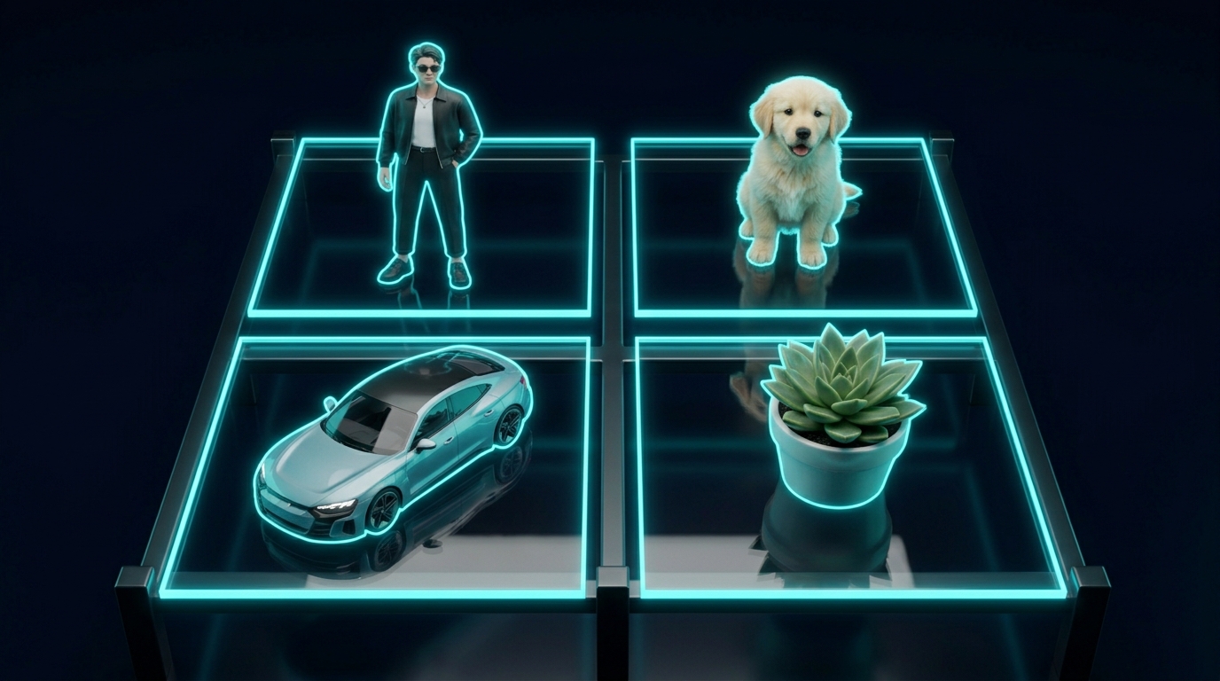 AI object detection and subject isolation studio interface on img.ubify