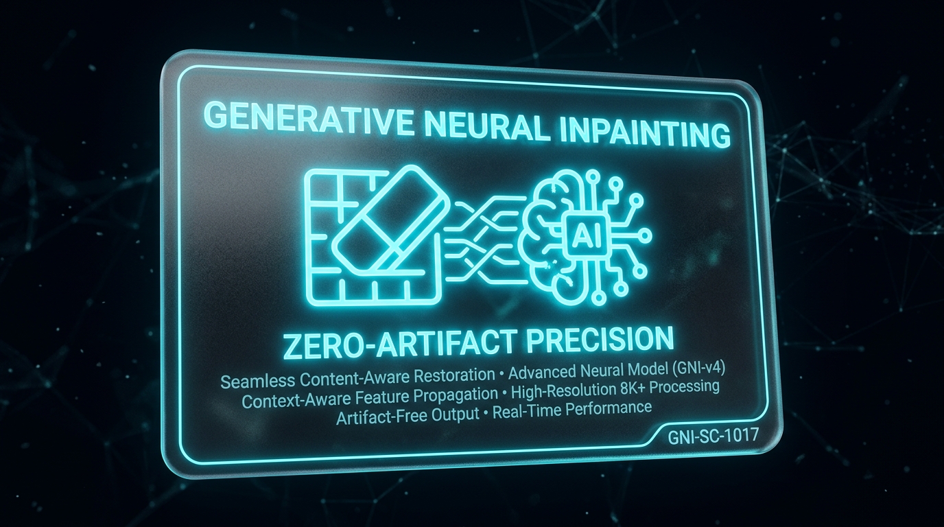 Generative neural inpainting specification card for AI object removal on img.ubify