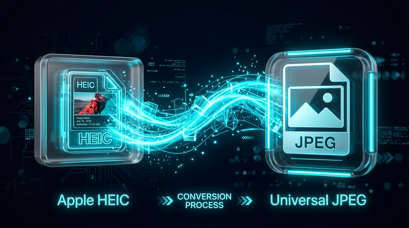 Heic To Jpg โ img.ubify Before and after visual comparison showing the power of img.ubify local processing