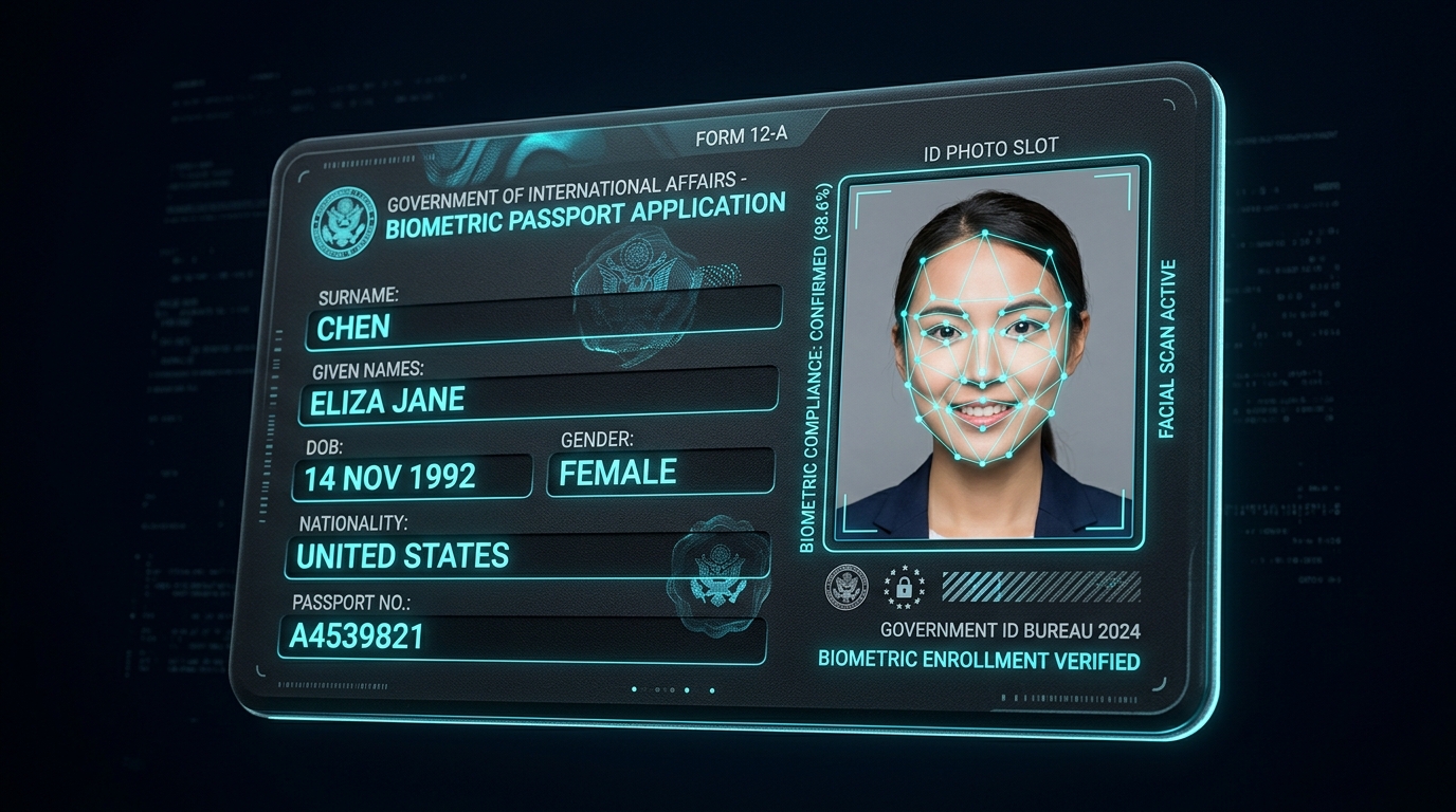 Official government application form with perfectly extracted passport photo on img.ubify