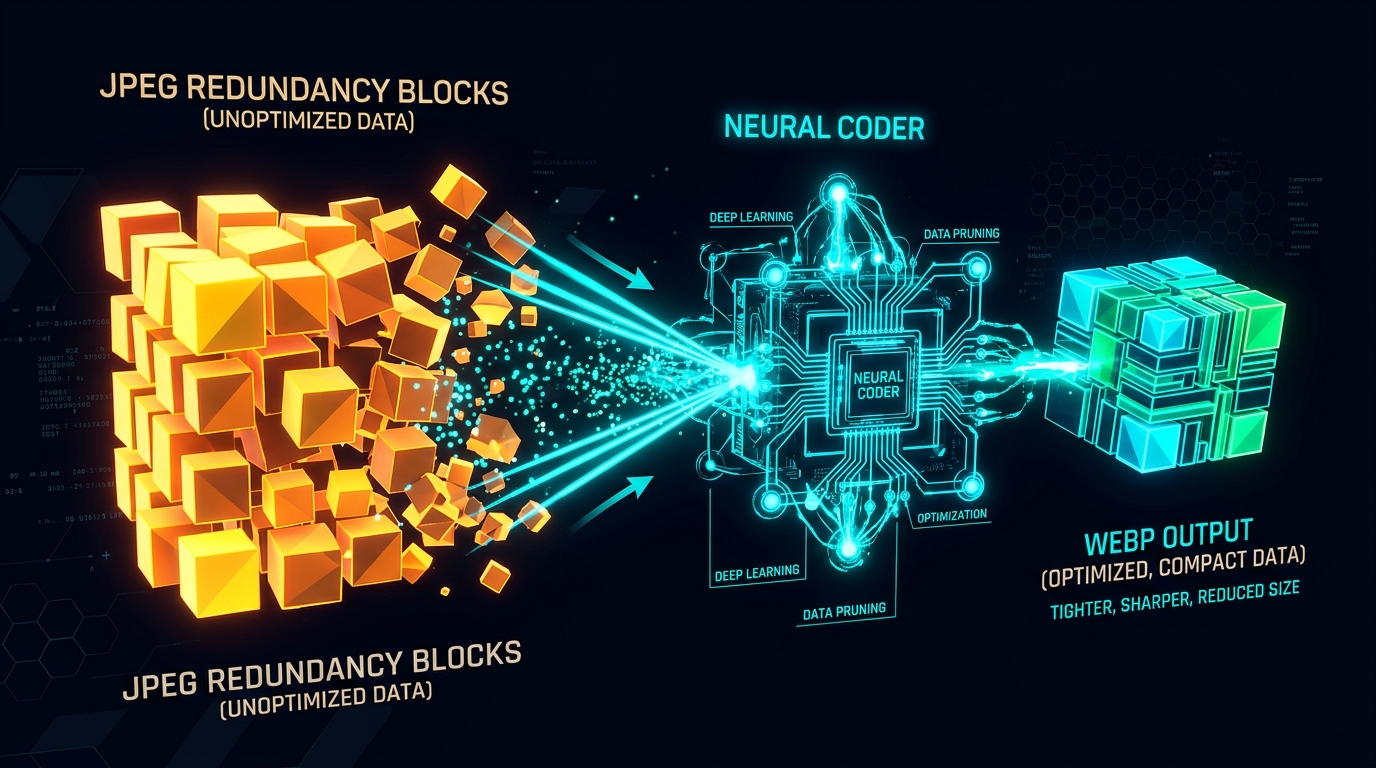 JPEG redundancy block pruning by neural coder visualization on img.ubify
