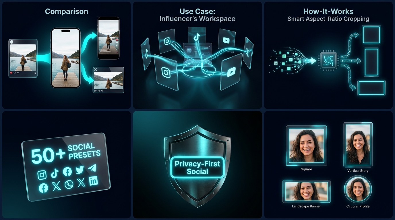 Social media platform resizing comparison on img.ubify