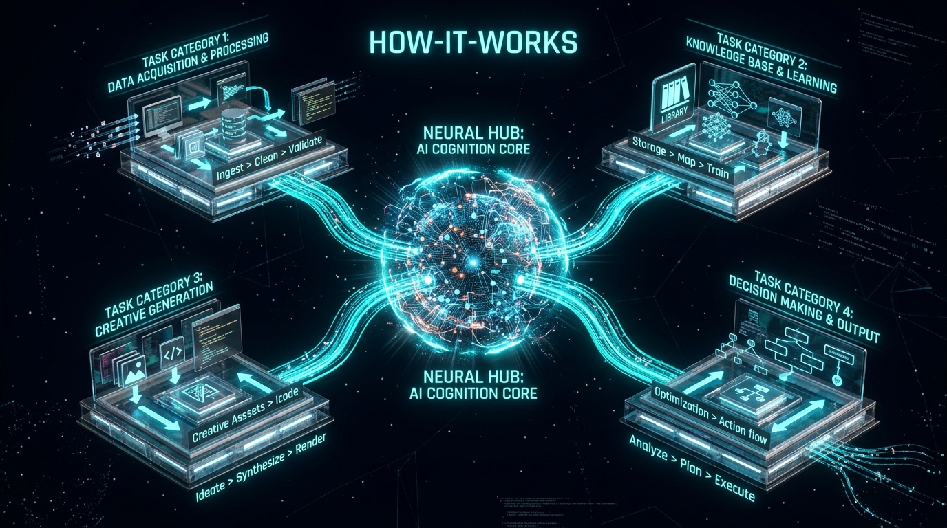 3D isometric use case grid showing the four core benefits of img.ubify tools